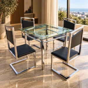 Table Basse Gigogne en Verre et Métal Chromé – Design Moderne et Élégant 1