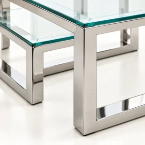 Table Basse Gigogne en Verre et Métal Chromé – Design Moderne et Élégant 1 (Copy)